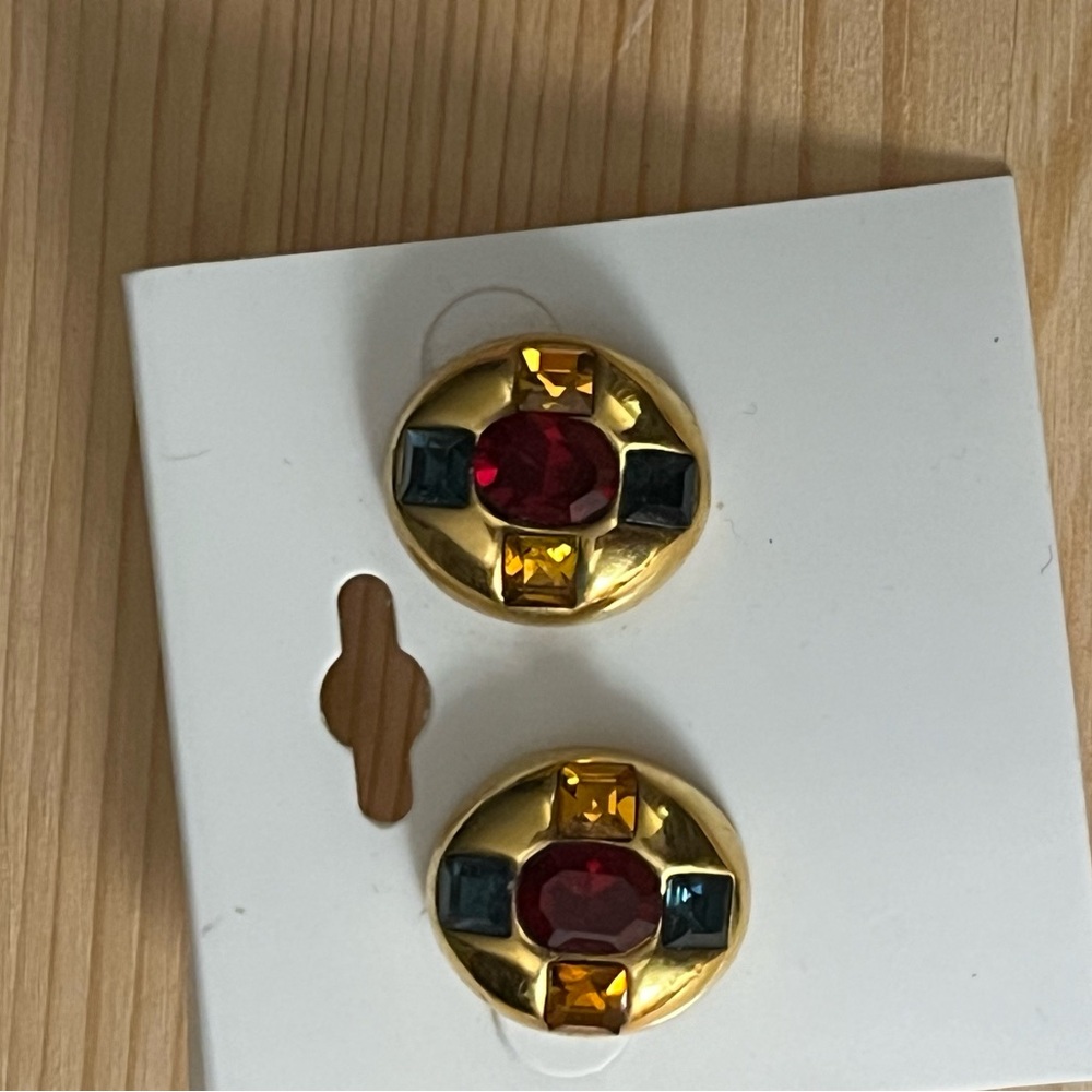 Vintage signed Napier pierced earrings - Picture 3 of 8